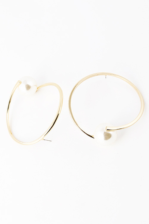 Pearl Connected Ring Stud Earring 5CAD1